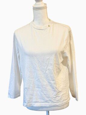 Anine Bing Womens White Long-Sleeve Cotton Top, Medium